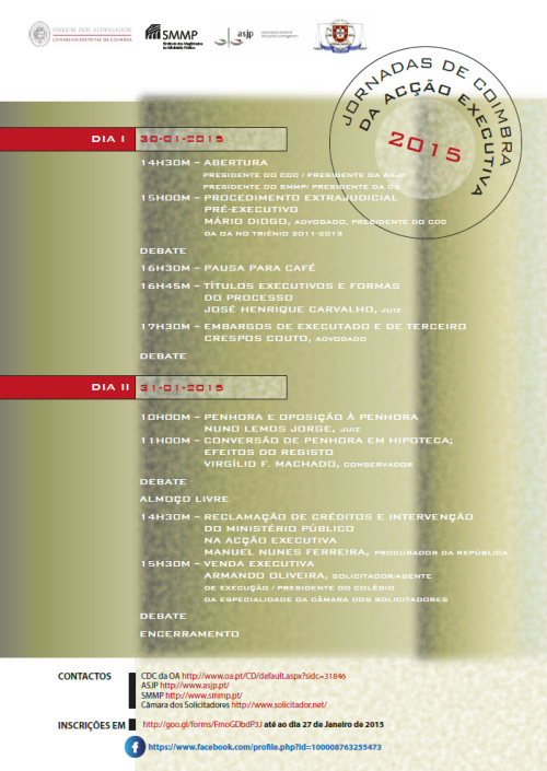 Programa das Jornadas de Coimbra da Ação Executiva 2015